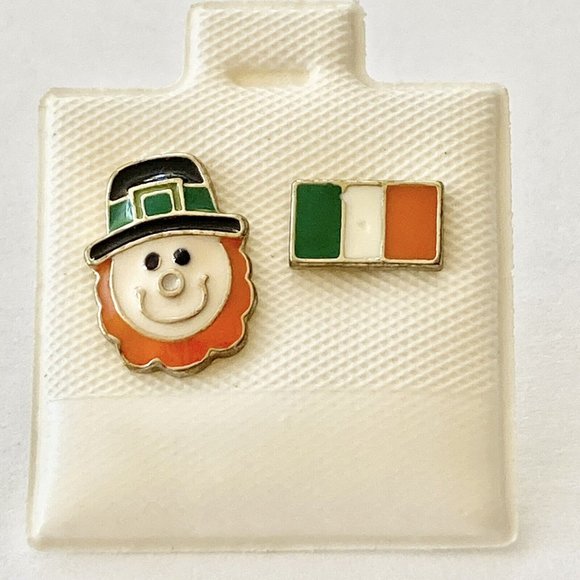 Leprechaun Hat Earrings Enamel Irish Flag St Patricks Day Celtic Shamrock Lucky - Picture 1 of 6